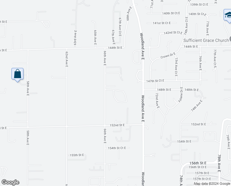 map of restaurants, bars, coffee shops, grocery stores, and more near 14811 66th Avenue Court East in Puyallup