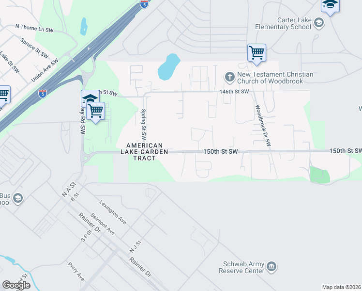 map of restaurants, bars, coffee shops, grocery stores, and more near 7310 150th Street Southwest in Tacoma