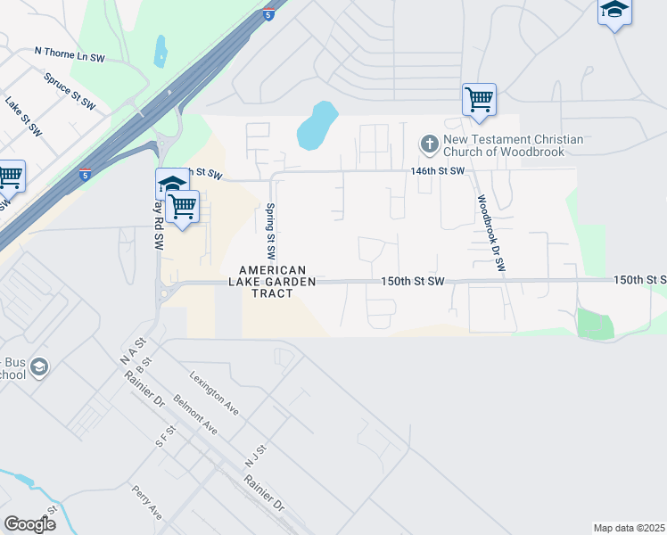 map of restaurants, bars, coffee shops, grocery stores, and more near 7321 150th Street Southwest in Tacoma