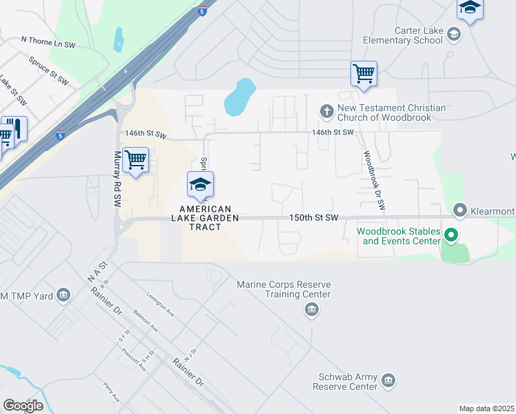 map of restaurants, bars, coffee shops, grocery stores, and more near 7310 150th Street Southwest in Tacoma