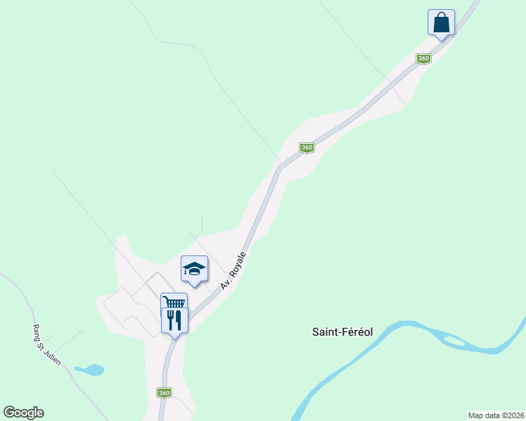 map of restaurants, bars, coffee shops, grocery stores, and more near 3626 Avenue Royale in Saint-Ferréol-les-Neiges