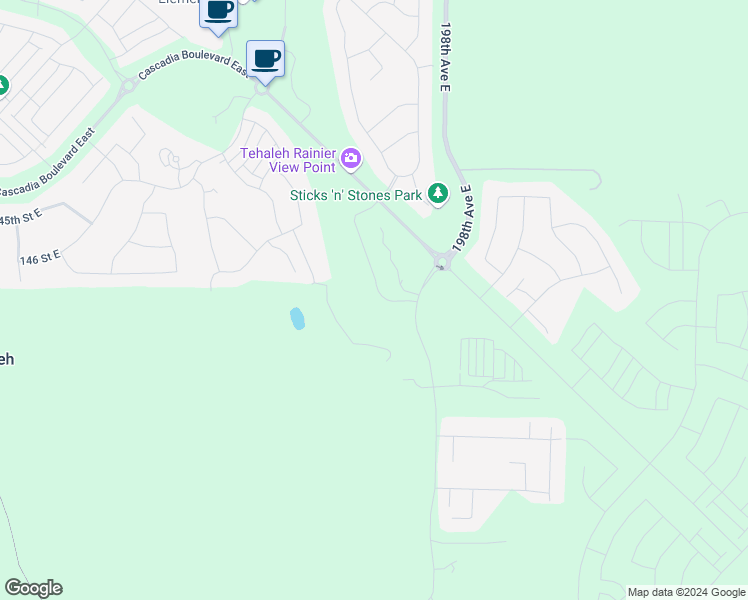 map of restaurants, bars, coffee shops, grocery stores, and more near 14704 148th Street East in Bonney Lake