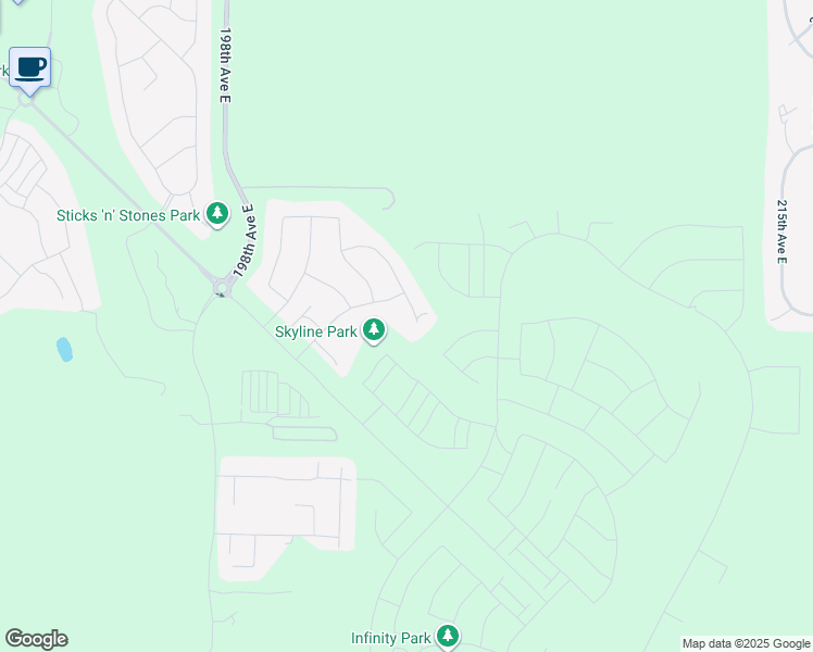 map of restaurants, bars, coffee shops, grocery stores, and more near 20324 146th Street East in Bonney Lake