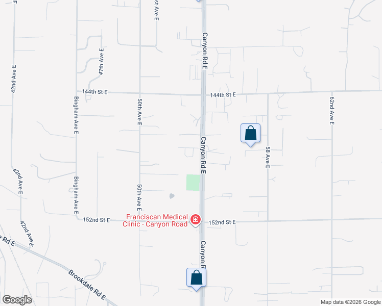 map of restaurants, bars, coffee shops, grocery stores, and more near 5319 147th Street Court East in Tacoma