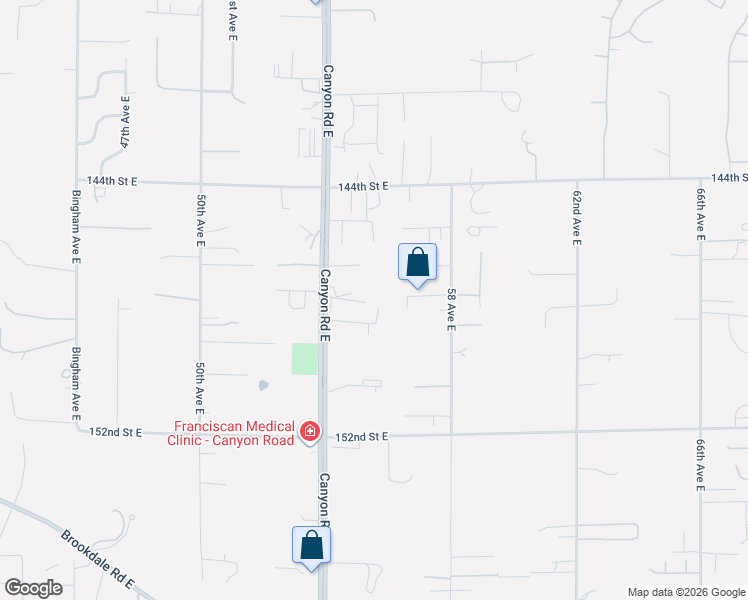 map of restaurants, bars, coffee shops, grocery stores, and more near 14720 55th Avenue Court East in Puyallup