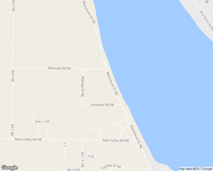 map of restaurants, bars, coffee shops, grocery stores, and more near 2370 Westshore Drive Northeast in Moses Lake