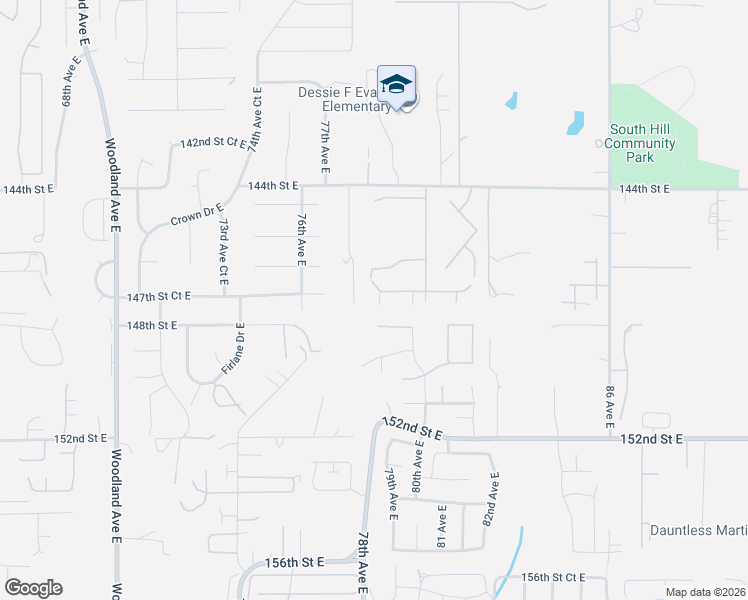 map of restaurants, bars, coffee shops, grocery stores, and more near 7812 147th Street East in Puyallup