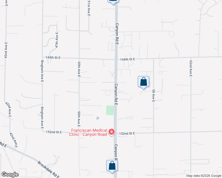map of restaurants, bars, coffee shops, grocery stores, and more near 5319 147th Street Court East in Tacoma