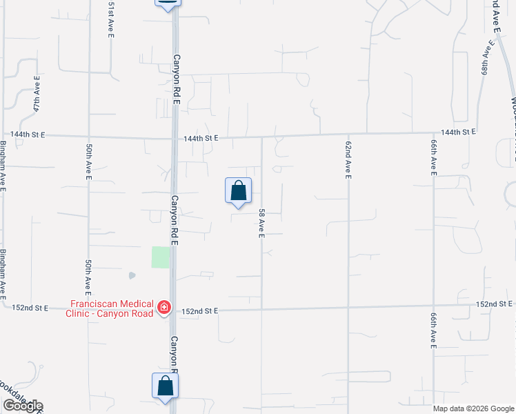 map of restaurants, bars, coffee shops, grocery stores, and more near 5723 146th Street Court East in Puyallup