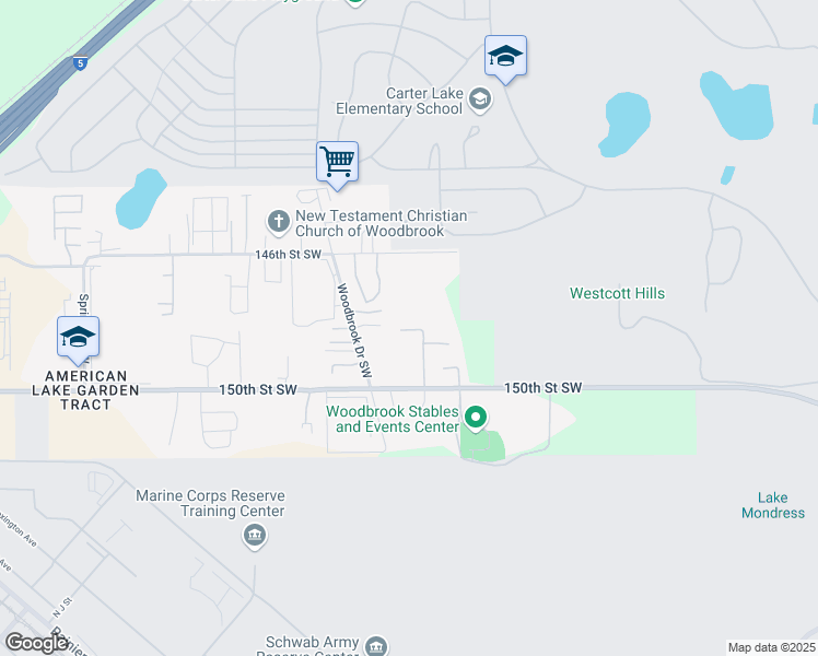 map of restaurants, bars, coffee shops, grocery stores, and more near 6525 150th Street Southwest in Tacoma
