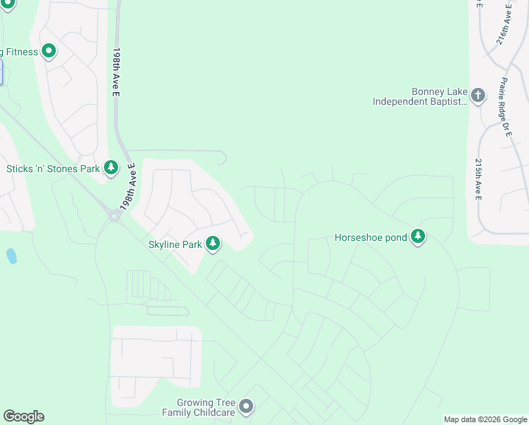 map of restaurants, bars, coffee shops, grocery stores, and more near 14403 198th Avenue East in Bonney Lake