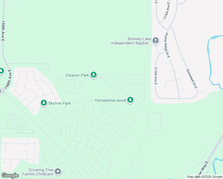 map of restaurants, bars, coffee shops, grocery stores, and more near 20714 141st Street East in Bonney Lake