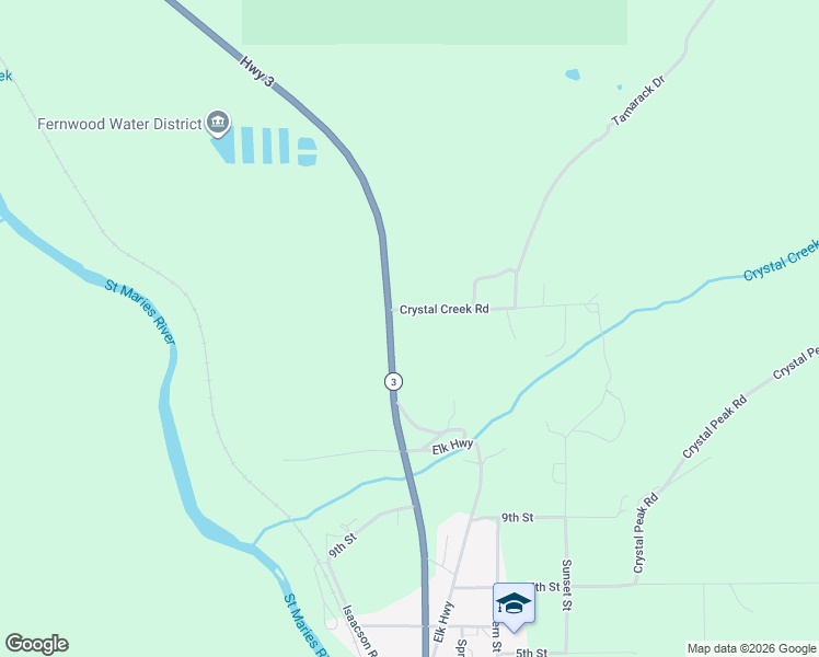 map of restaurants, bars, coffee shops, grocery stores, and more near 64805 State Highway 3 in Fernwood