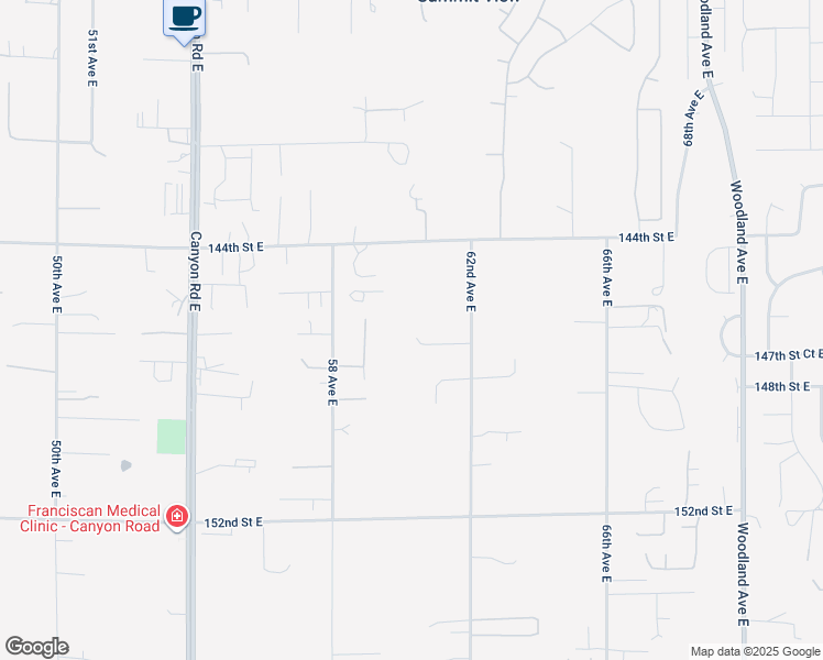 map of restaurants, bars, coffee shops, grocery stores, and more near 6004 147th Street East in Puyallup