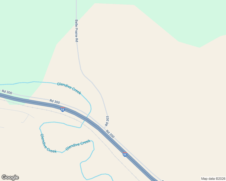 map of restaurants, bars, coffee shops, grocery stores, and more near 36 Road 303 in Glendive