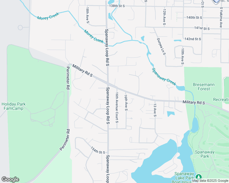 map of restaurants, bars, coffee shops, grocery stores, and more near 14513 16th Avenue Court South in Spanaway