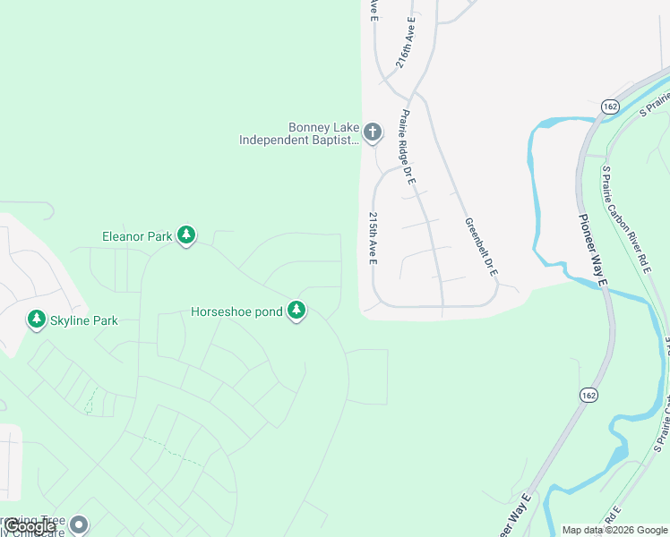 map of restaurants, bars, coffee shops, grocery stores, and more near 13905 207th Avenue Court East in Bonney Lake