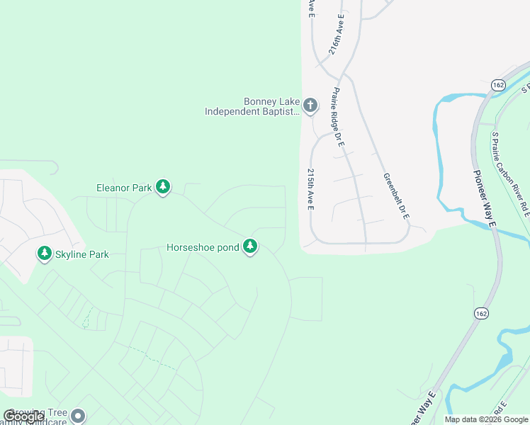 map of restaurants, bars, coffee shops, grocery stores, and more near 13905 207th Avenue Court East in Bonney Lake
