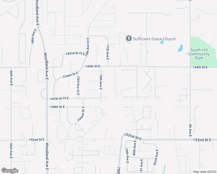 map of restaurants, bars, coffee shops, grocery stores, and more near 14618 77th Avenue Court East in South Hill