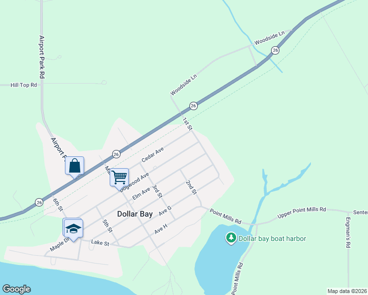 map of restaurants, bars, coffee shops, grocery stores, and more near 100-298 Cedar Avenue in Hancock