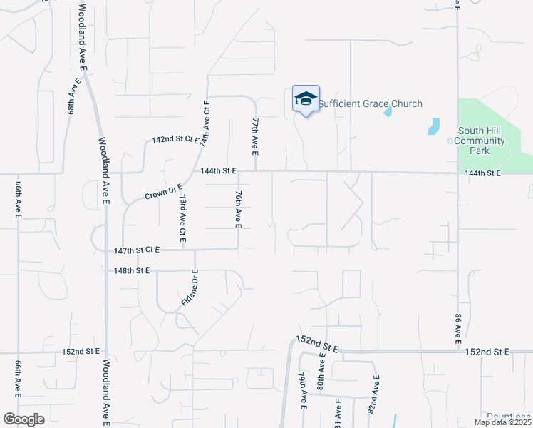 map of restaurants, bars, coffee shops, grocery stores, and more near 14618 77th Avenue Court East in South Hill