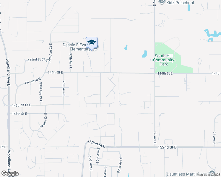 map of restaurants, bars, coffee shops, grocery stores, and more near 14521 80th Avenue East in Puyallup