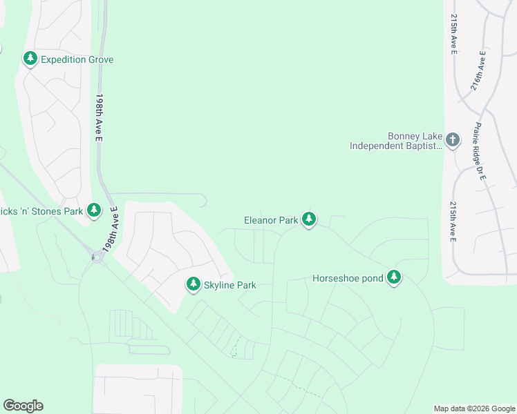 map of restaurants, bars, coffee shops, grocery stores, and more near 14404 204th Avenue Court East in Bonney Lake