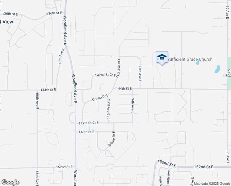 map of restaurants, bars, coffee shops, grocery stores, and more near 7409 144th Street Court East in Puyallup