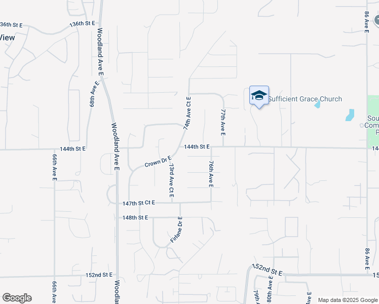 map of restaurants, bars, coffee shops, grocery stores, and more near 7415 144th Street Court East in Puyallup
