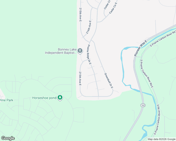 map of restaurants, bars, coffee shops, grocery stores, and more near 21510 144th Street East in Sumner