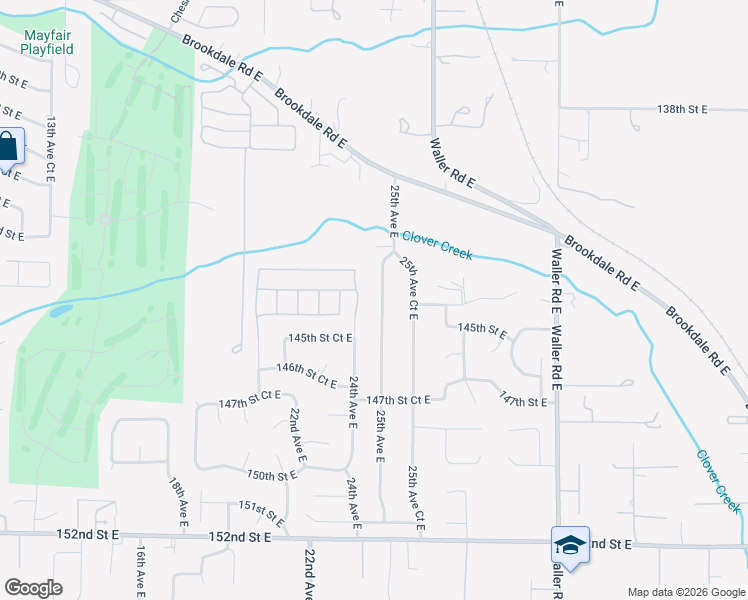 map of restaurants, bars, coffee shops, grocery stores, and more near 14410 25th Avenue East in Tacoma