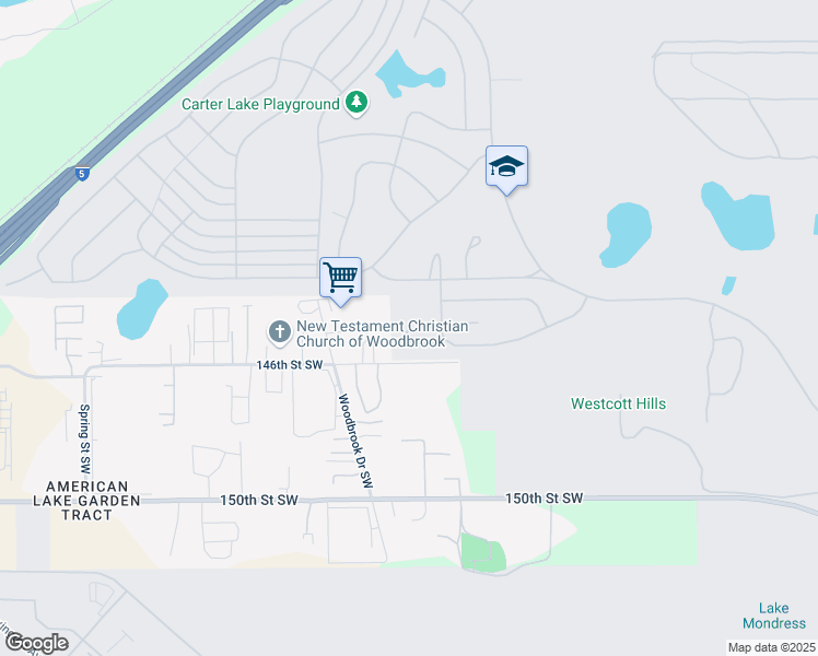 map of restaurants, bars, coffee shops, grocery stores, and more near 6607 146th Street Southwest in Tacoma