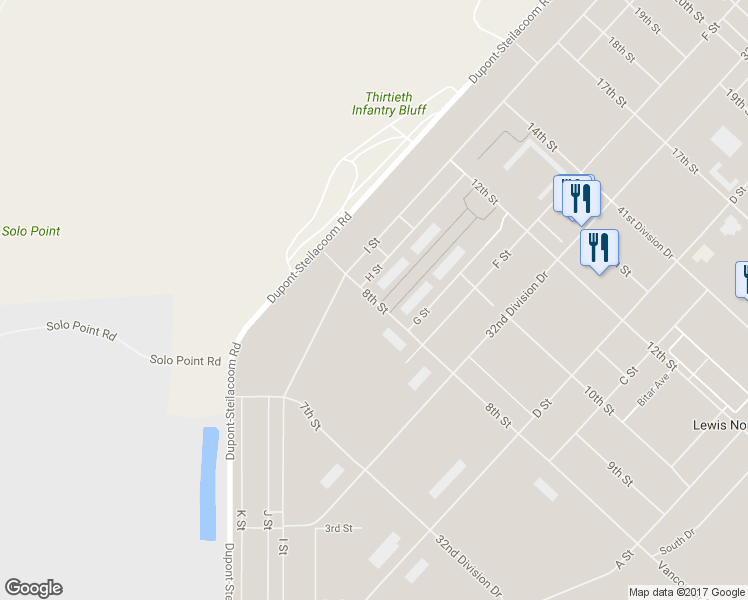 map of restaurants, bars, coffee shops, grocery stores, and more near 11980 8th Street in DuPont