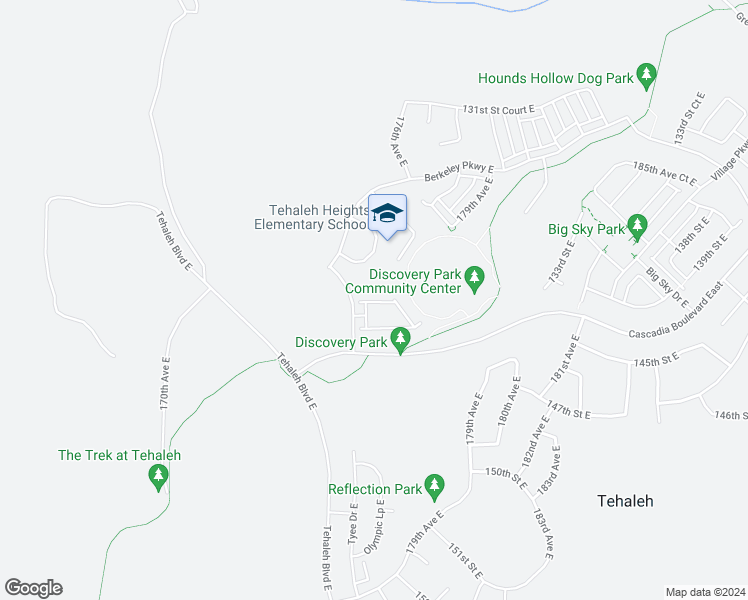 map of restaurants, bars, coffee shops, grocery stores, and more near 13157 175th Avenue East in Bonney Lake