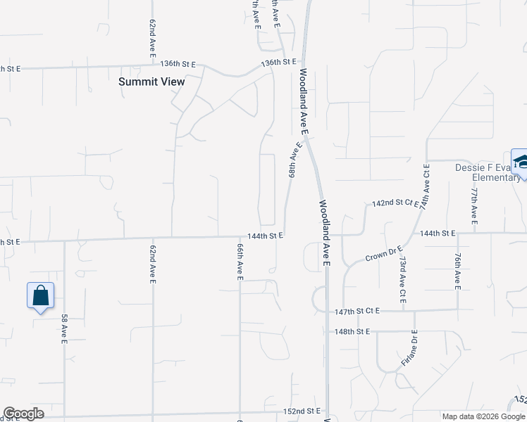 map of restaurants, bars, coffee shops, grocery stores, and more near 14213 67th Avenue East in South Hill