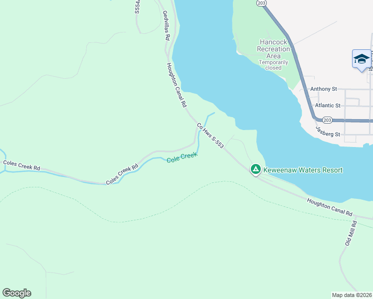 map of restaurants, bars, coffee shops, grocery stores, and more near 17400-17698 Coles Creek Road in Atlantic Mine