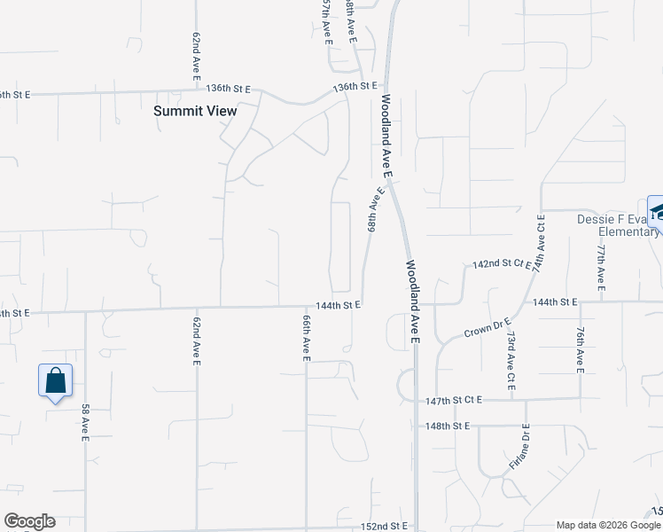 map of restaurants, bars, coffee shops, grocery stores, and more near 14213 67th Avenue East in South Hill