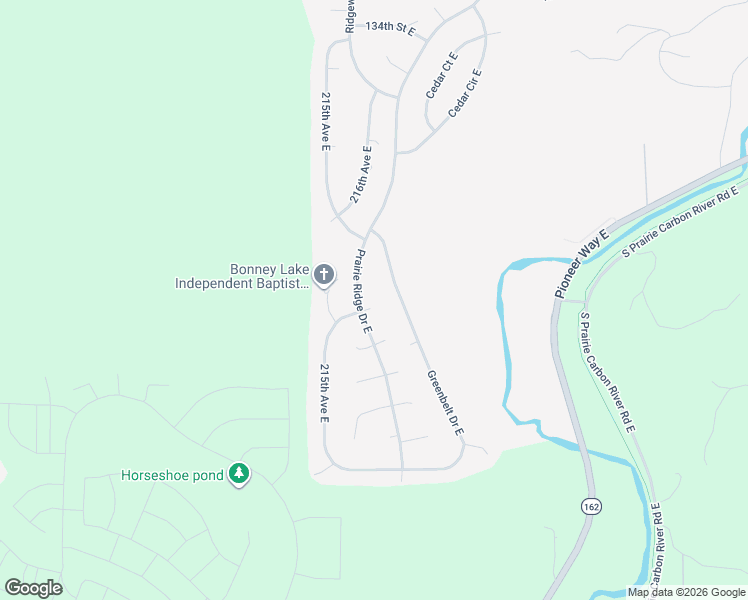 map of restaurants, bars, coffee shops, grocery stores, and more near 21605 143rd Street East in Sumner