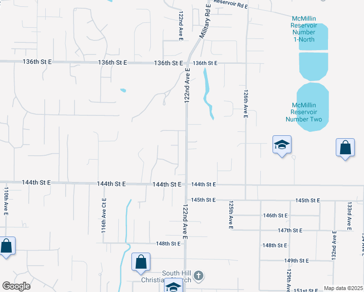 map of restaurants, bars, coffee shops, grocery stores, and more near 14101 121st Avenue Court East in Puyallup
