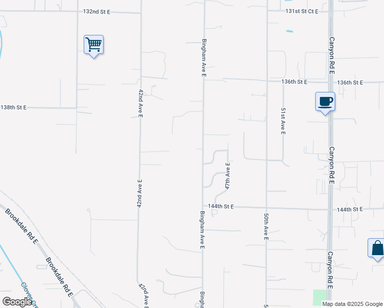 map of restaurants, bars, coffee shops, grocery stores, and more near 14018 Bingham Avenue East in Tacoma