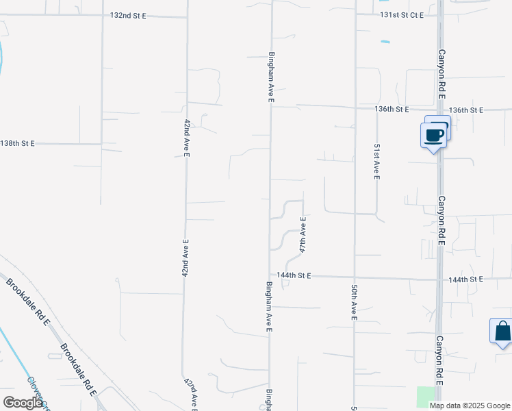 map of restaurants, bars, coffee shops, grocery stores, and more near 14018 Bingham Avenue East in Tacoma