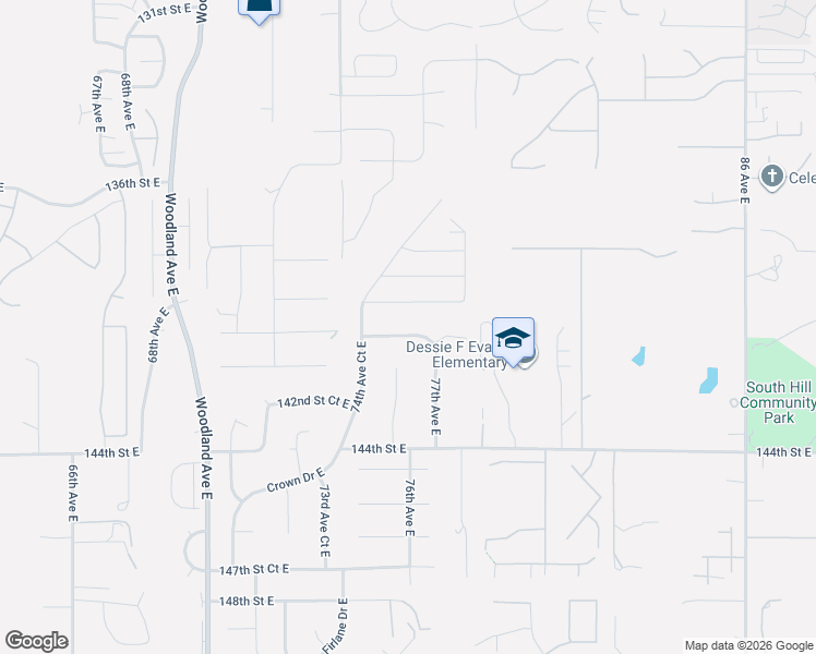 map of restaurants, bars, coffee shops, grocery stores, and more near 7619 140th Street Court East in Puyallup