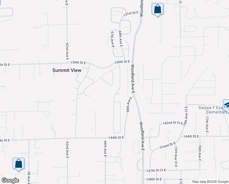 map of restaurants, bars, coffee shops, grocery stores, and more near 13912 67th Avenue East in Puyallup