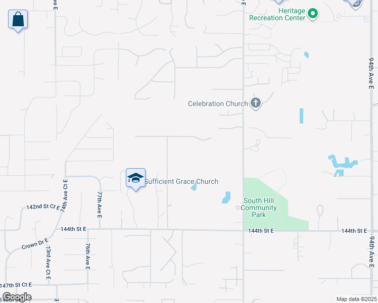 map of restaurants, bars, coffee shops, grocery stores, and more near 8124 138th Street East in Puyallup
