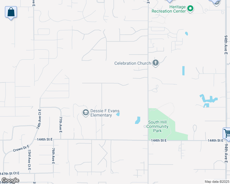 map of restaurants, bars, coffee shops, grocery stores, and more near 8124 138th Street East in Puyallup