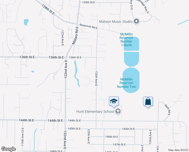 map of restaurants, bars, coffee shops, grocery stores, and more near 13812 126th Avenue East in Puyallup