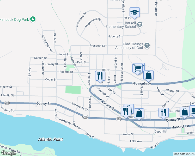 map of restaurants, bars, coffee shops, grocery stores, and more near 1100-1198 Summit Street in Hancock