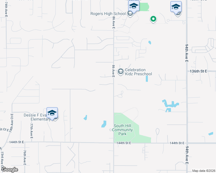 map of restaurants, bars, coffee shops, grocery stores, and more near 8514 137th Street Court East in Puyallup