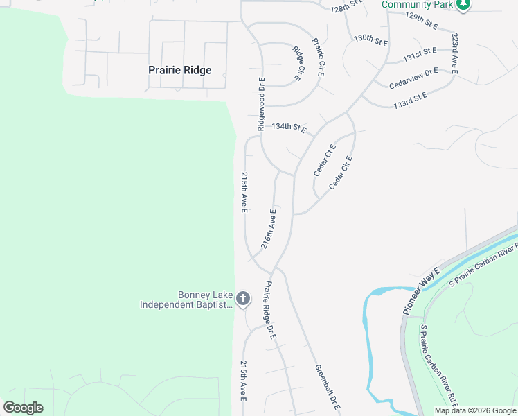 map of restaurants, bars, coffee shops, grocery stores, and more near 13710 216th Avenue East in Sumner
