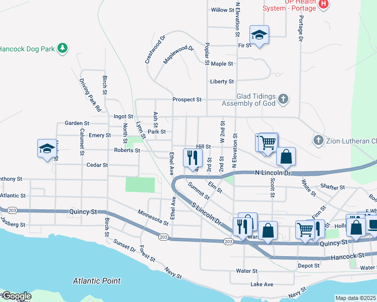 map of restaurants, bars, coffee shops, grocery stores, and more near 1100-1198 Summit Street in Hancock